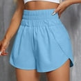 thumbnail image 4 of Bmisegm Women's Workout Shorts Solid Color Elastic High Waisted Athletic Yoga Gym Shorts Casual Summer Shorts for Women Blue XS, 4 of 7