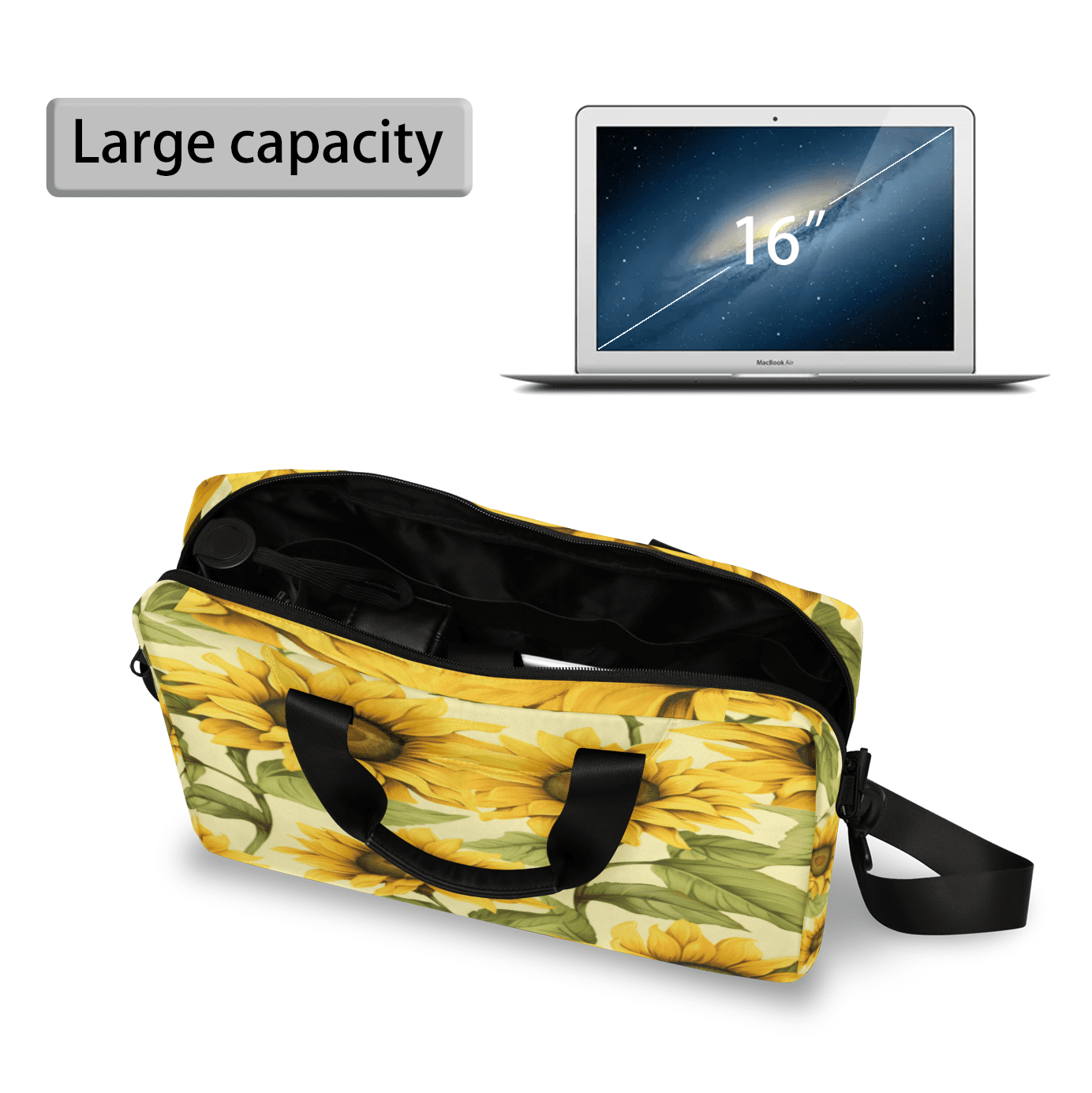 Herdesigns Sunflower Laptop Bag for Women Men, Computer Case Briefcase Messenger Bags, 15-15.6 inch Laptop Sleeve Shoulder Bag
