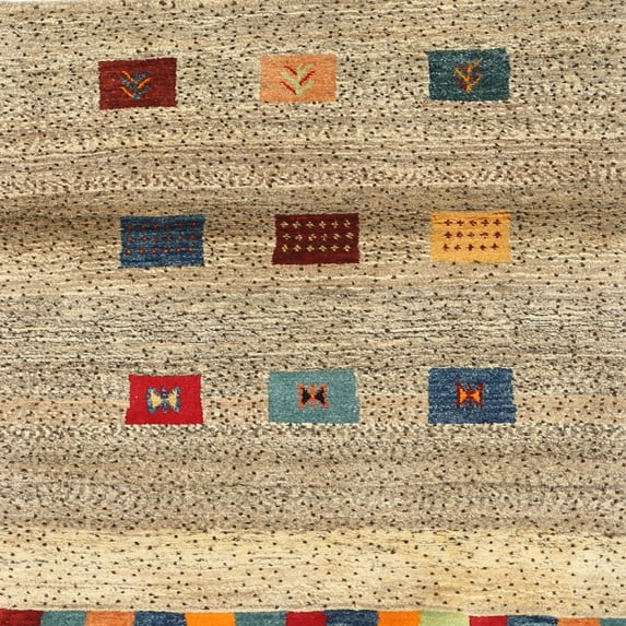 Ahgly Company Indoor Square Contemporary Dark Gold Brown Area Rugs, 7' Square