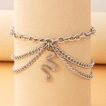 thumbnail image 4 of 1 tobillera bohemia de serpiente con borlas doradas y colgante de serpiente, cadena de tobillera de playa, regalo para mujeres y adolescentes, 1 unidad (plata), 4 of 5