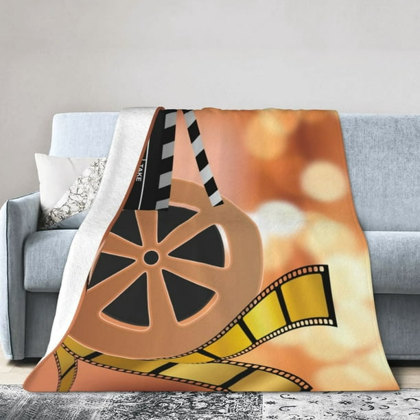 DouZhe Ultra-Soft Micro Fleece Lightweight Flannel Bed Blanket, Movie Film  Reel Projector Print Cozy Warm Throw Blankets, 80x60 