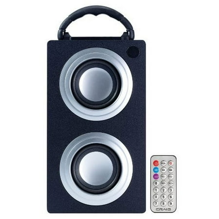 Craig CR4189BT Digital Bluetooth Mini Tower with FM Radio and USB/SD Slot for Smartphone and Other Bluetooth Devices - Retail Packaging - Black