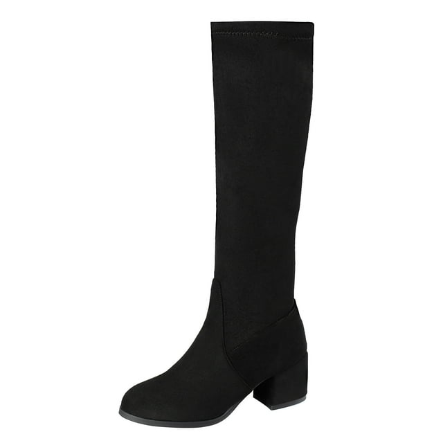 Bottes Longues à Fermeture Éclair Chaudes au-Dessus du Genou Unies pour Femmes Dames Mode Chaussures Décontractées