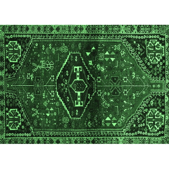 Ahgly Company Indoor Rectangle Persian Emerald Green Traditional Area Rugs, 8' x 12'