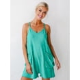 thumbnail image 6 of Womens Summer Casual Sleeveless Rompers Loose Spaghetti Strap Shorts Overalls Outfits Jumpsuits with Pockets Green XXL, 6 of 9