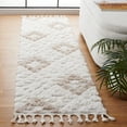 thumbnail image 2 of SAFAVIEH Moroccan Tassel Larry Geometric Shag Runner Rug, Ivory/Beige, 2'3" x 12', 2 of 12