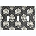 thumbnail image 2 of Metal Light Switch Plate Outlet Cover (Damask Diamond Black Pattern - Triple Toggle), 2 of 2
