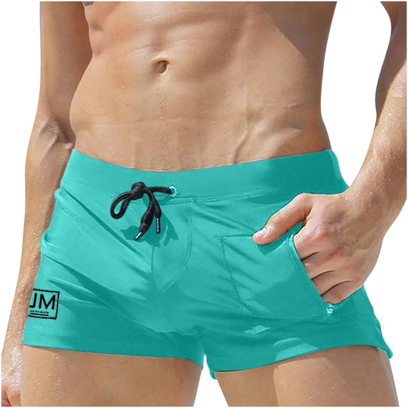 asdoklhq Swim Trunks for Men,Men's Low Waist Front Pocket Sex Plus Size Hot Spring Swimming Trunks Men's Boxer Swimming Trunks
