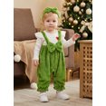 thumbnail image 3 of Cjfdfy Newborn Girl Christmas Fall Outfit Christmas Bow Plush Patchwork Jumpsuit Long Sleeve Ribbed Romper With Bow Headband Cute My First Christmas Fall Winter Outfit, 3 of 9