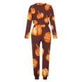 thumbnail image 4 of WXLWZYWL Fall Winter Saving Clothes for Women Women's Casual Sports Suits Pajama Set 2PC Sleepwear Casual Halloween Pumpkin Ghost Spider Printed Long Sleeve Crew Neck Top and Pants Suit Pajama Set, 4 of 5