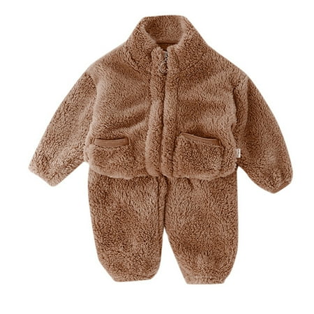 

Zhuashum Baby Clothes For Girls Boys 6-12Months Long Sleeve Lined Flannel Pajamas Set Cozy Two Piece Sleepwear For Autumn And Winter Light Weight Outfits Coffee