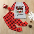 thumbnail image 2 of Odeerbi Christmas Pajamas For Family Matching Outfits Kids Letter Printed Top+Printed Pants Xmas Clothes, 2 of 8