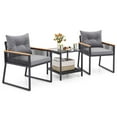 thumbnail image 2 of Costway 3 PCS Outdoor Conversation Set with 2-Layer Side Table Acacia Wood Armrests, 2 of 9