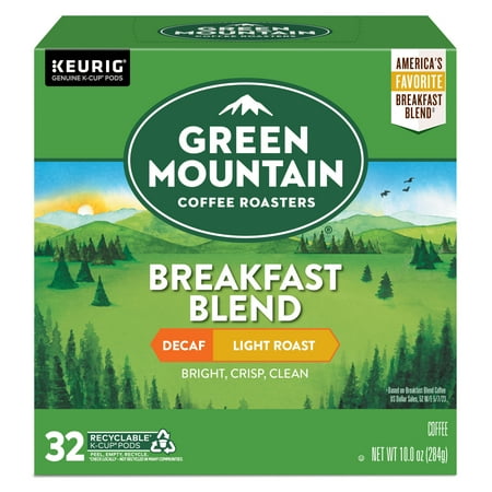 Green Mountain Coffee Roasters, Decaf Breakfast Blend Light Roast K-Cup Coffee Pods, 32 Count