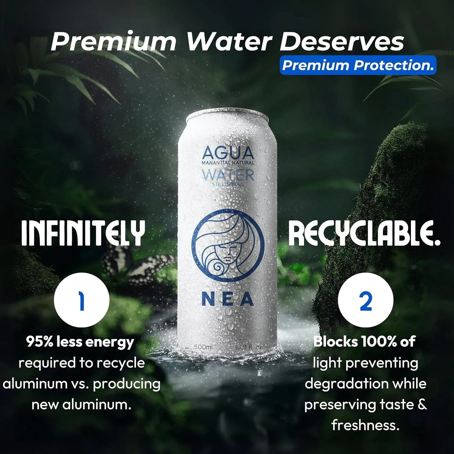 NEA Canned Water Cans 12 Pack, Austrian Alps Spring Mineral Water, 16.9 fl oz, Boxed