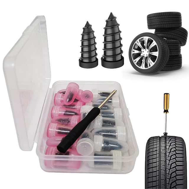 Kit de reparación de neumáticos Shellfairy de 20 piezas, clavos de goma autorroscantes