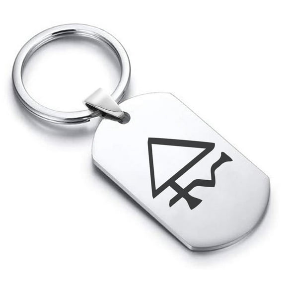 Stainless Steel Sulfur Alchemy Symbol Dog Tag Keychain Circle Ring