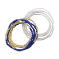 thumbnail image 1 of 2x Waist Bead Chains, Belly Chain, African Bohemian Stylish Elastic Waist Chain, Argent+Navy Blue, 1 of 7