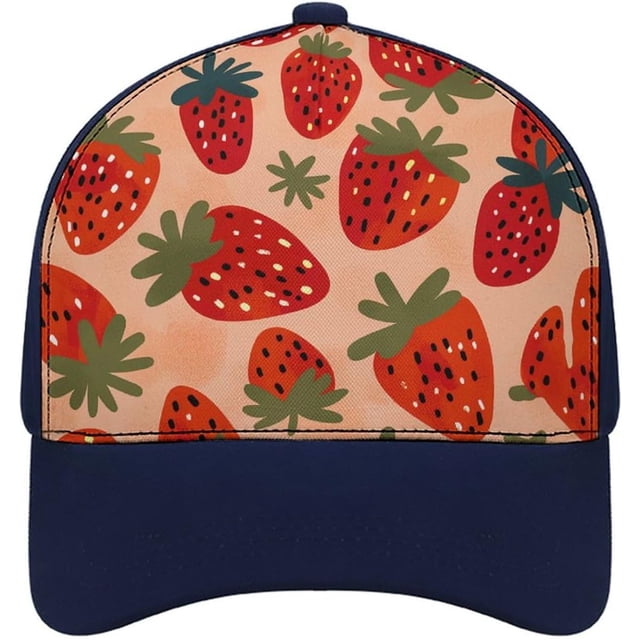 Red Strawberry Pattern Baseball Cap Classic Golf Cap Soft Dad Hat Multicolor Adjustable Low Profile Hat Unisex