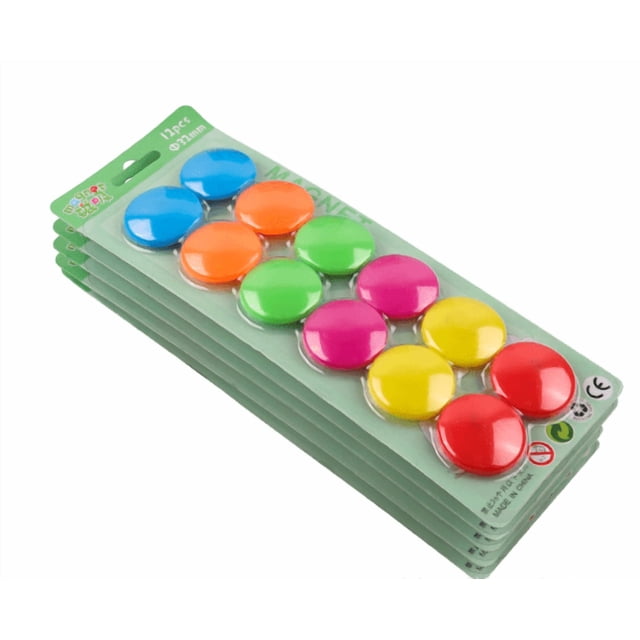 Círculos adhesivos para pizarra blanca magnética | Cuentas magnéticas de plástico de 32 mm | Auxiliar didáctico de oficina para absorber hierro fuerte | Imanes redondos de colores | Pegatinas