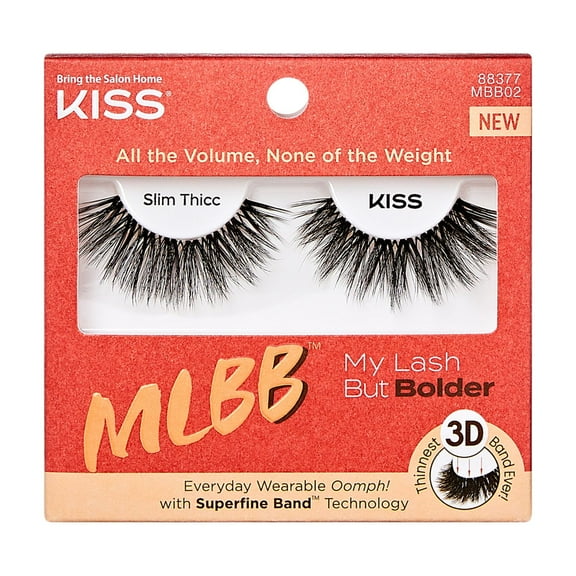 KISS My Lash But Bolder 3D Volume False Eyelashes, 'Slim Thicc', 1 Pair Strip Lashes