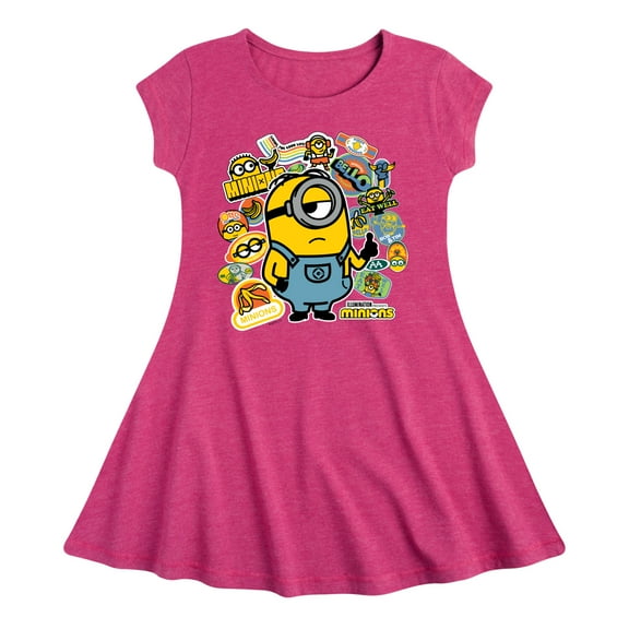 Despicable Me Minions - Banana Stickers - Toddler & Youth Girls Fit & Flare Dress