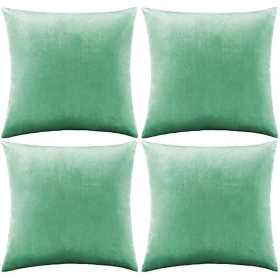 Decorative Throw Pillow Covers 16 x 16,Mint Turquoise Soft Pillow Covers Velvet,Set of 4 Decor Square Cushion Covers