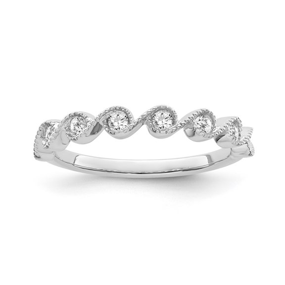 Araiya Fine Jewelry 10K White Gold Diamond 7-Stone Band Ring (1/5 cttw, I-J Color, I2-I3 Clarity) Size 9