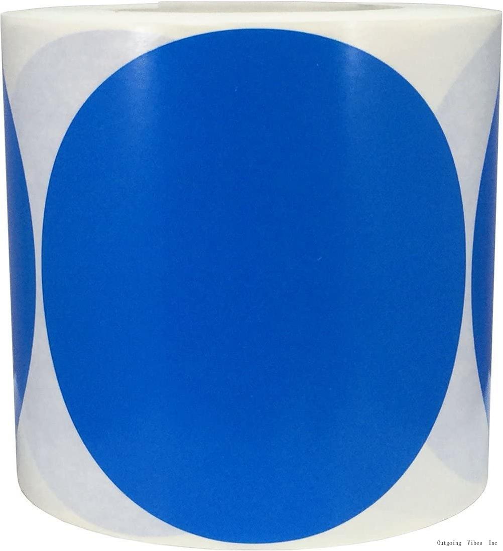 Blue Color Coding Labels For Organizing Inventory 5 Inch Round Circle Dots 500 Total Adhesive