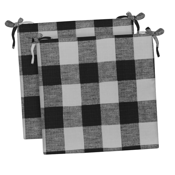 RSH Décor Indoor Outdoor Set of 2 Foam Dining Chair Seat Cushions, 18.5" x 16" x 3", Black Buffalo Plaid