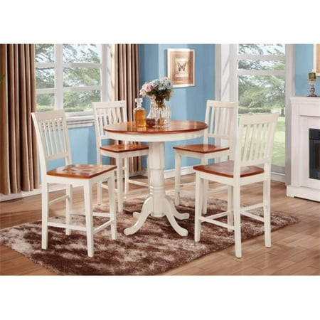 East West Furniture JAVN3-WHI-W 3PC Set Jackson Counter Height Table in Buttermilk and Cherry Finish