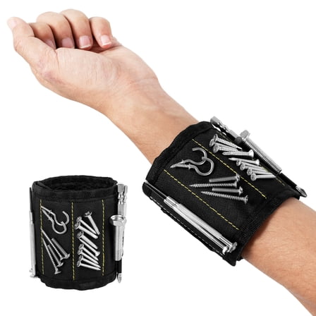 2Pcs Magnetic Screw Holding Wristband Breathable Adjustable Tool Wrist Strap for Nail Bolt Small Tool