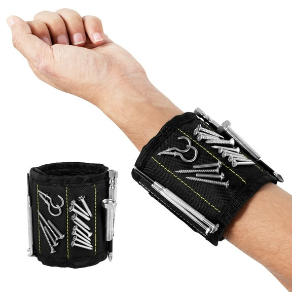 2Pcs Magnetic Screw Holding Wristband Breathable Adjustable Tool Wrist Strap for Nail Bolt Small Tool