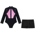 thumbnail image 3 of YONGHS Leotards for Girls Glitter Long Sleeve Gymnastics with Booty Shorts Bottoms Outfits Tracksuit Pink&Black 10, 3 of 7