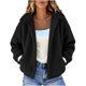 thumbnail image 2 of HongQid Women's Coat Casual Lapel Fleece Fuzzy Faux Shearling Zipper Coats Warm Winter Cropped Outwear Jackets, 2 of 8