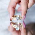 thumbnail image 5 of Rosec Jewels Lab Created Diamond Ring Set - 8 mm Round Engagement Ring with Wedding Band - EF-VS Grade, 10K Yellow Gold, US 4.00, 5 of 8