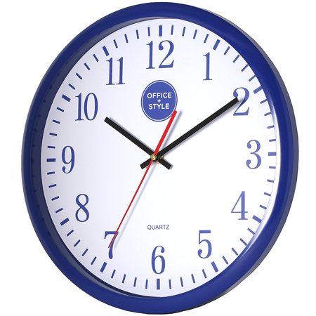 Tigers Art Glass Clock - Analog Wall Clock with Anti-Scratch Plexi Glass Cover, Blue with White Easy-to-Read Numbers, Silent Quartz - by Office Style
