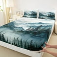 thumbnail image 3 of Manfei Woodland Jungle Plants 4-Piece Full Size Sheets for Children Teens,Moutain Trees Bed Sheets,Botanical Theme Lightweight Sheet Sets,Lightweight Room Decor, 3 of 7