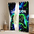 thumbnail image 3 of jejeloiu Cartoon Console Gamepad Blackout Curtains Set of 2 (52x84 Each),Green Blue Lightning Window Curtains,Kids Video Game Curtains and Drapes For Boys Teens,Ultra Soft Home Decor, 3 of 6