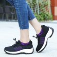 thumbnail image 3 of Womens Slip on Shoes Orthopedic Comfort Breathable Walking Casual Shoes for Women with Arch Support, Ladies Bungee Thick Bottom Athletic Sneakers, Black Purple, 3 of 7