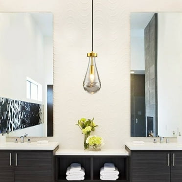 INSEUS 1-Light Mini Glass Teardrop Pendant Light Chandelier - clear