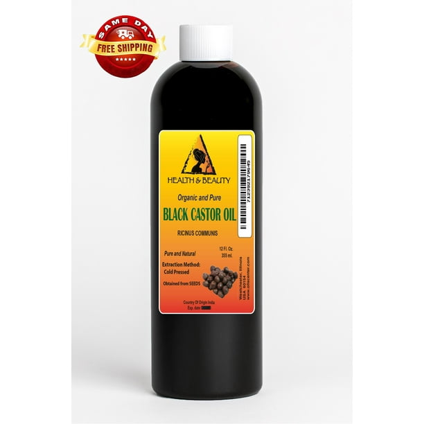 Black Castor Oil Organic USP Grade Hexane Free Cold Pressed Premium Pure 12 oz