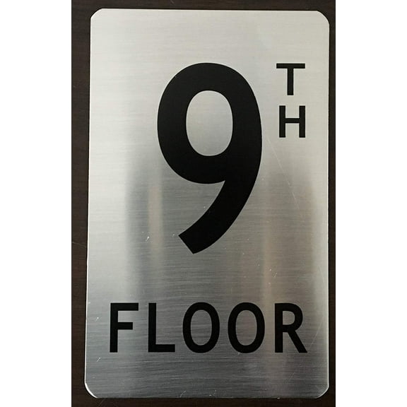 9TH FLOOR SIGN (BRUSHED ALUMINUM 8X5)-The Mont argent line.