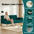 thumbnail image 2 of usihxjg Comfortable Futon Sofa Bed with Adjustable Backrests & Armrests, Modern Convertible Couch Sofa for Small Spaces, Living Room, Corduroy Futon Sofa Bed, Green, 2 of 11