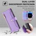 thumbnail image 3 of Jiahe Cover for iPhone 12 Pro Max, Multifunctional Wallet Case with Card Holder and Shoulder Strap,PU Leather Magnetic Closure Zipper Pocket Kickstand Wristband Flip Leather Cover, purple, 3 of 7