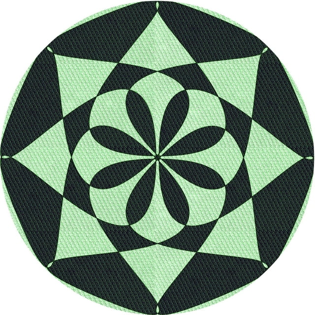 Ahgly Tapis Rond Lavable en Machine Intérieur Transitionnel Gris Ardoise Foncé Ou Vert Ardoise Foncé, 7 Pieds Rond