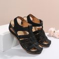 thumbnail image 4 of Anuirheih Women's Wedge Heels Sandals, Comfortable Ankle Strap Closed Toe Summer Sandals Casual Outdoor Wedges(Retro,Black), 4 of 9
