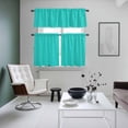 thumbnail image 4 of Turquoise Kitchen Curtains Sets for Windows 24 Inch Length, Solid Color Farmhouse Turquoise Rod Pocket Window Treatments Tier Curtains and Valances Set for Bedroom/Bathroom, 4 of 8