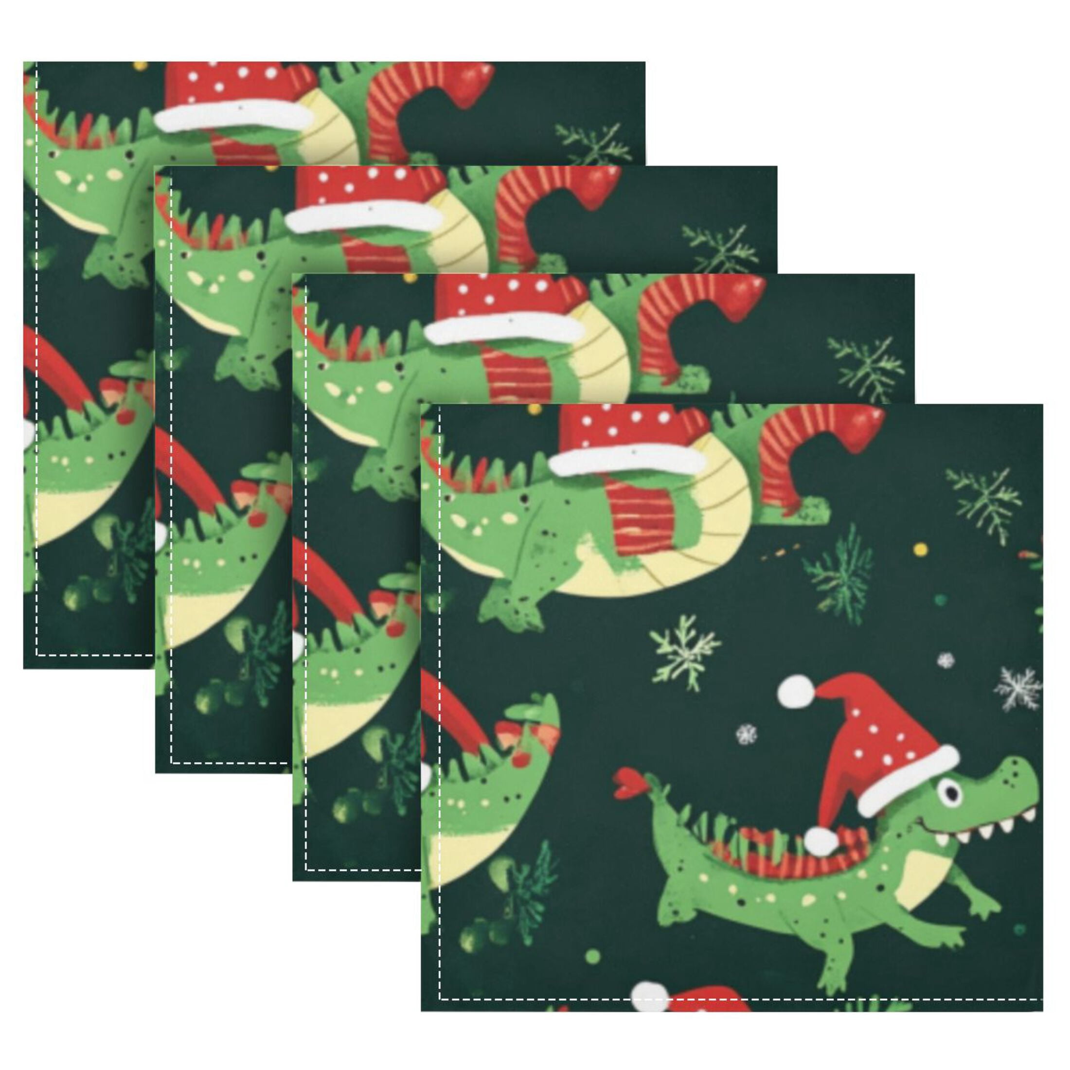 Napkin Satin Napkin 20*20Inchx6 Kitchen Towel Dinner Plate Towel Decorative Towel Napkin Tea Towel Suitable For Kitchen Table Christmas Cartoon Crocodile