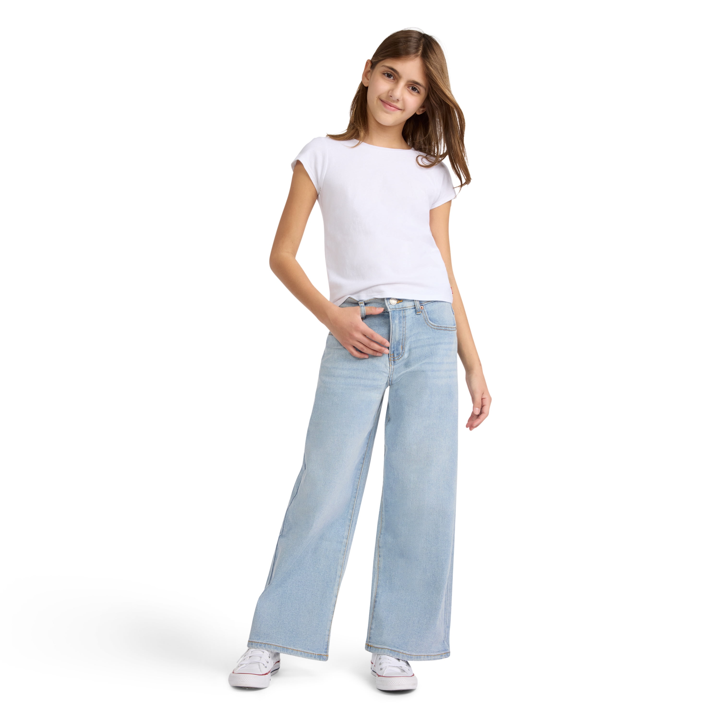 Levi Strauss Signature Girls' Baggy Straight Leg Jeans, Sizes 2T-18